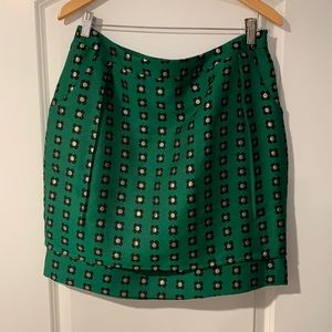 Anthropologie HD green floral mini skirt